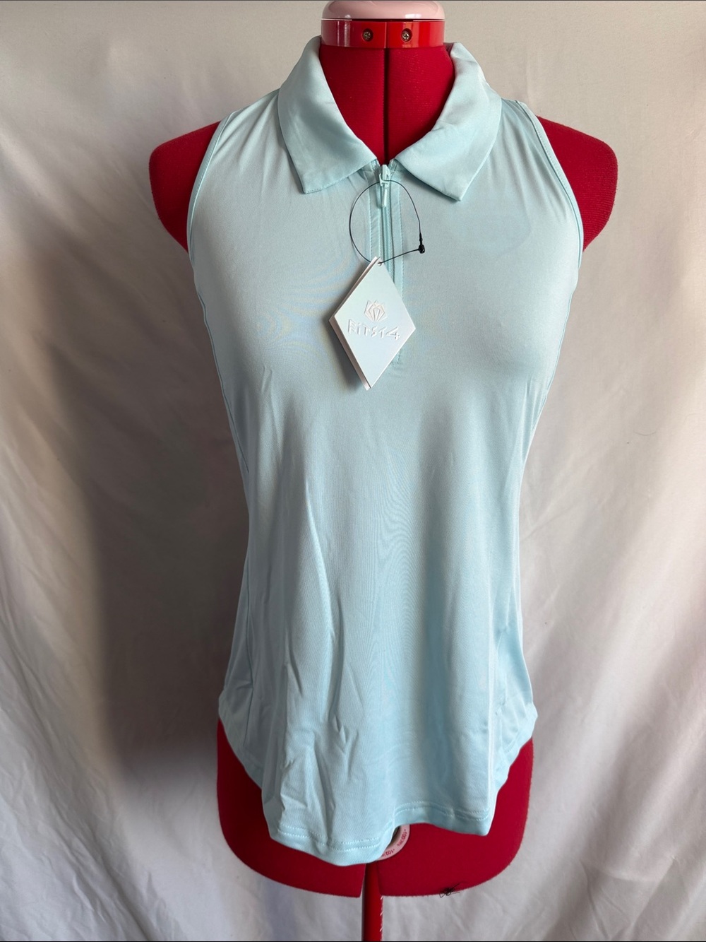 Sleeveless Polo Tank in Pale Blue XS39